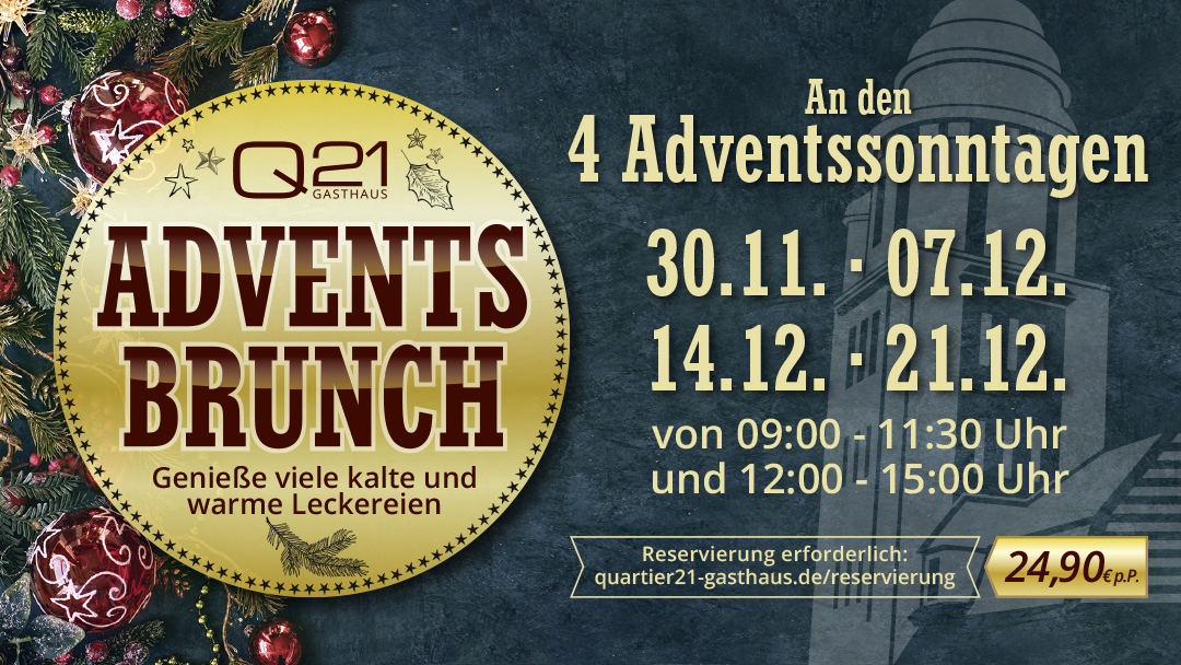 Adventsbrunch im Q21 Hamburg 2025 – festlich gedeckter Brunch an den vier Adventssonntagen mit kalten und warmen Leckereien.