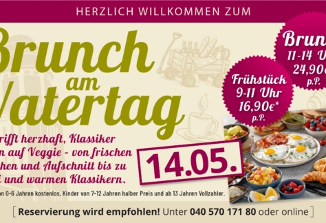 Feiert den Vatertag mit einem genussvollen Brunch in Hamburg. Frühstück von 9–11 Uhr, Brunch von 11–14 Uhr. Jetzt Tisch sichern und gemeinsam genießen!