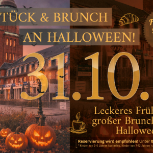 Feiertagsfrühstück und -brunch am 31.10.2026 im Q21 Gasthaus Hamburg. Frühstück 9-11 Uhr für 16,90€ p.P. Brunch 11-14 Uhr für 24,90€ .P.